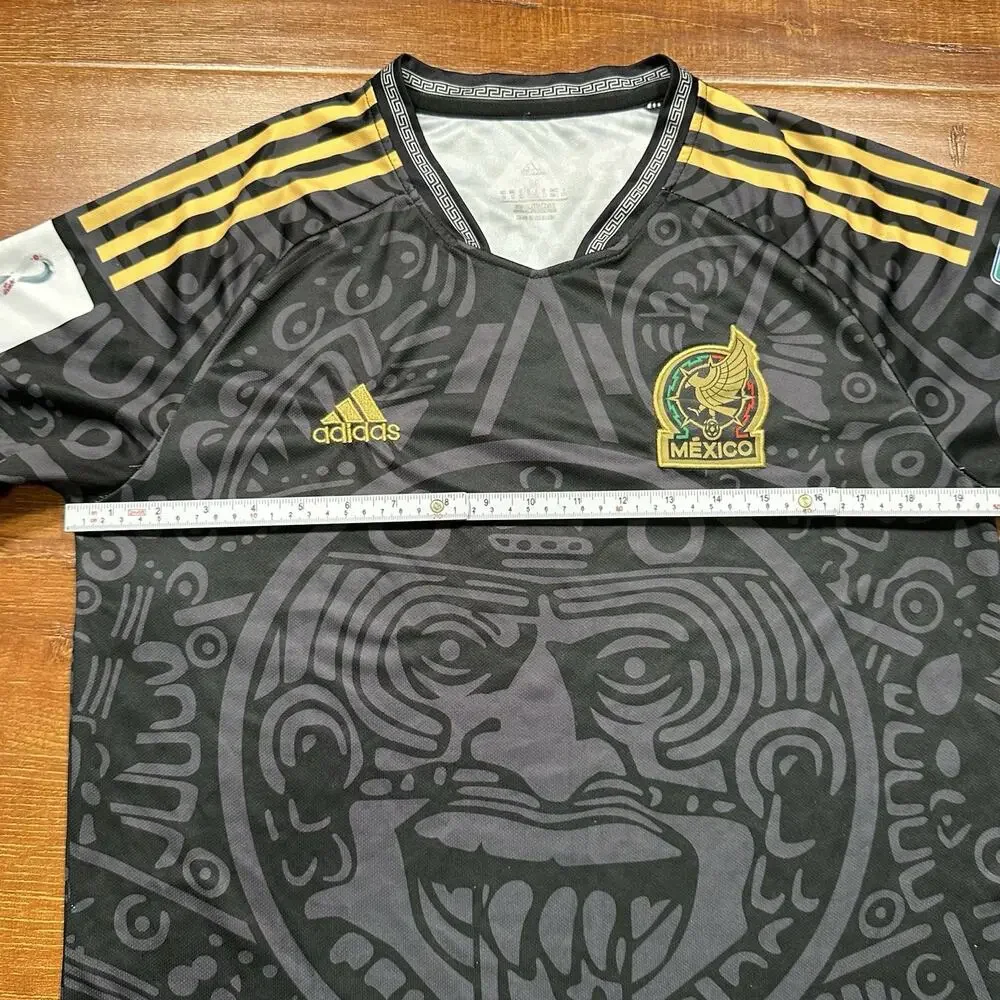 Adidas Mexico 2022 World Cup Soccer Jersey Mens M Black Aztec Sun Stone Rare